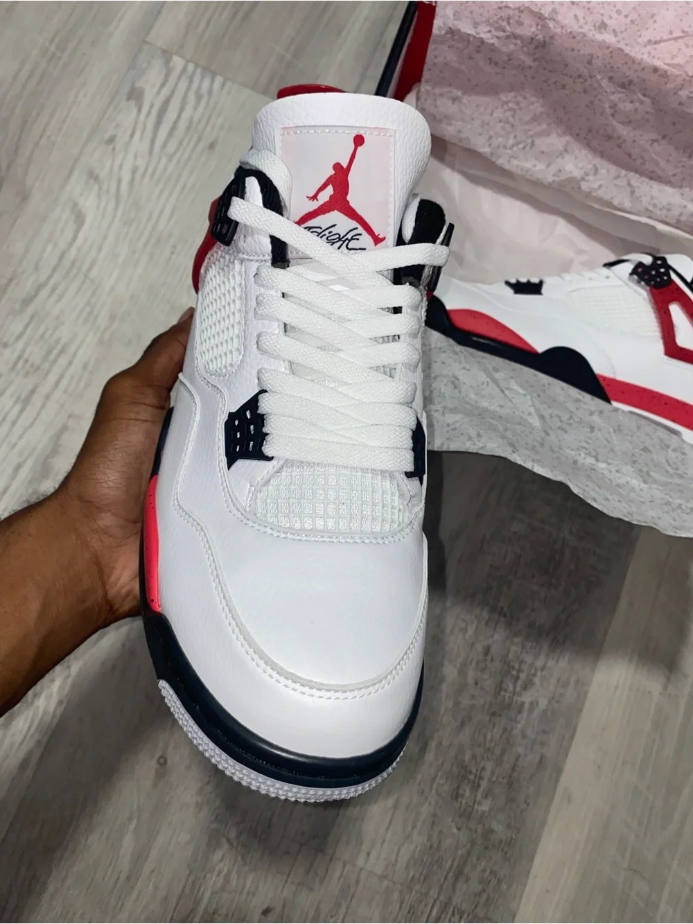 Jordan Men’s Retro Basketball Sneakers in White, Red and Black